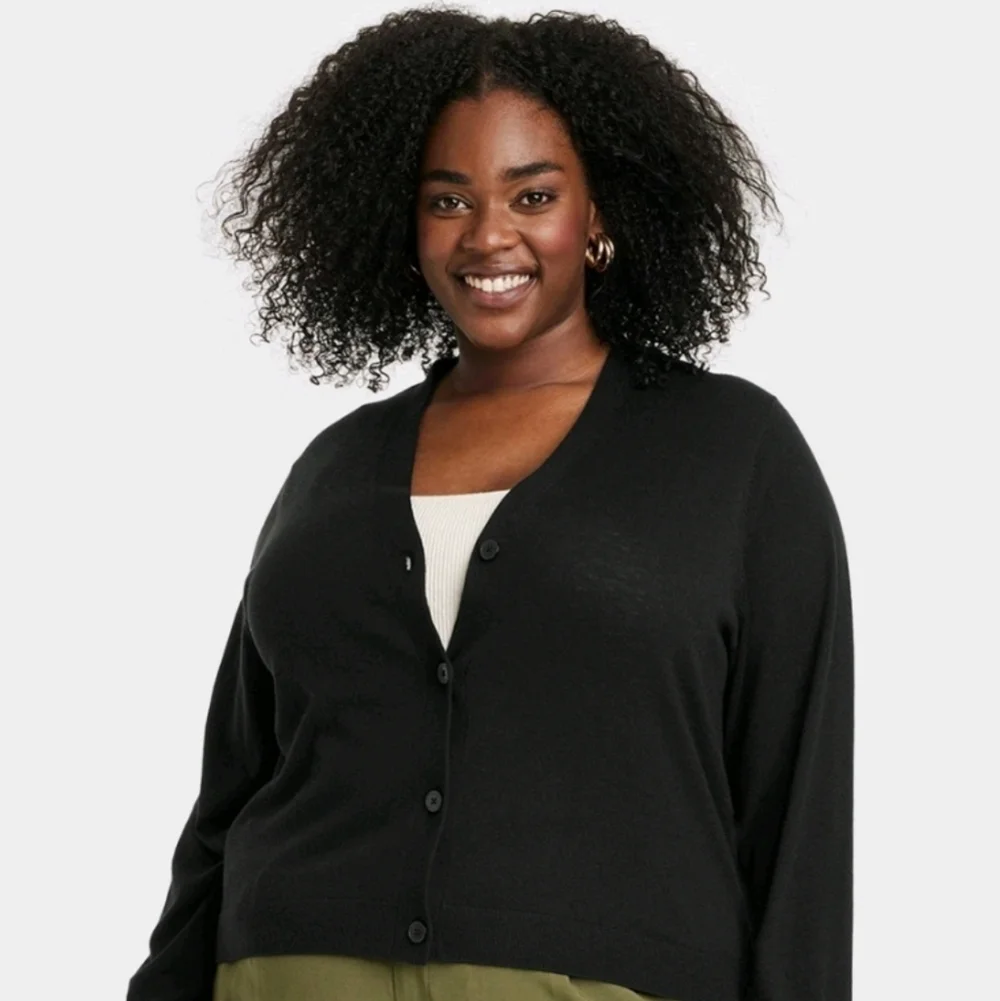 Women's Button-Front Cardigan - A New Day Black XXL
